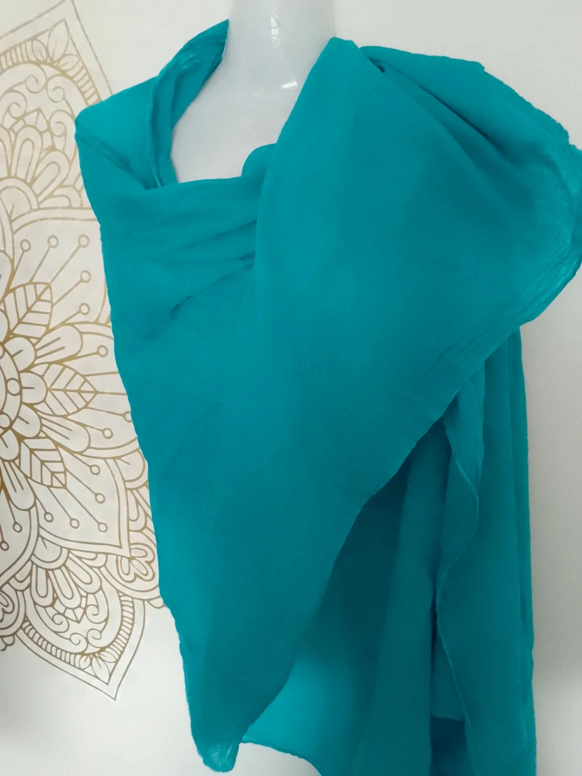 Large turquoise cotton bohemian scarf – photo 2